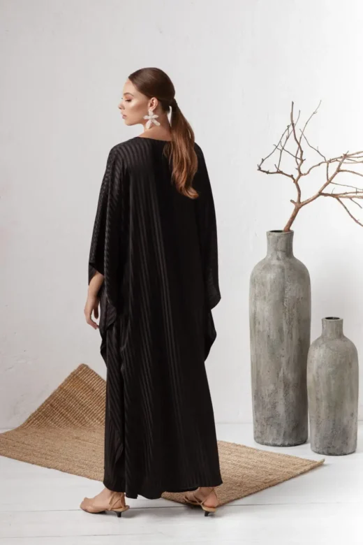 Black silk maxi caftan dress for women by house of azoiia