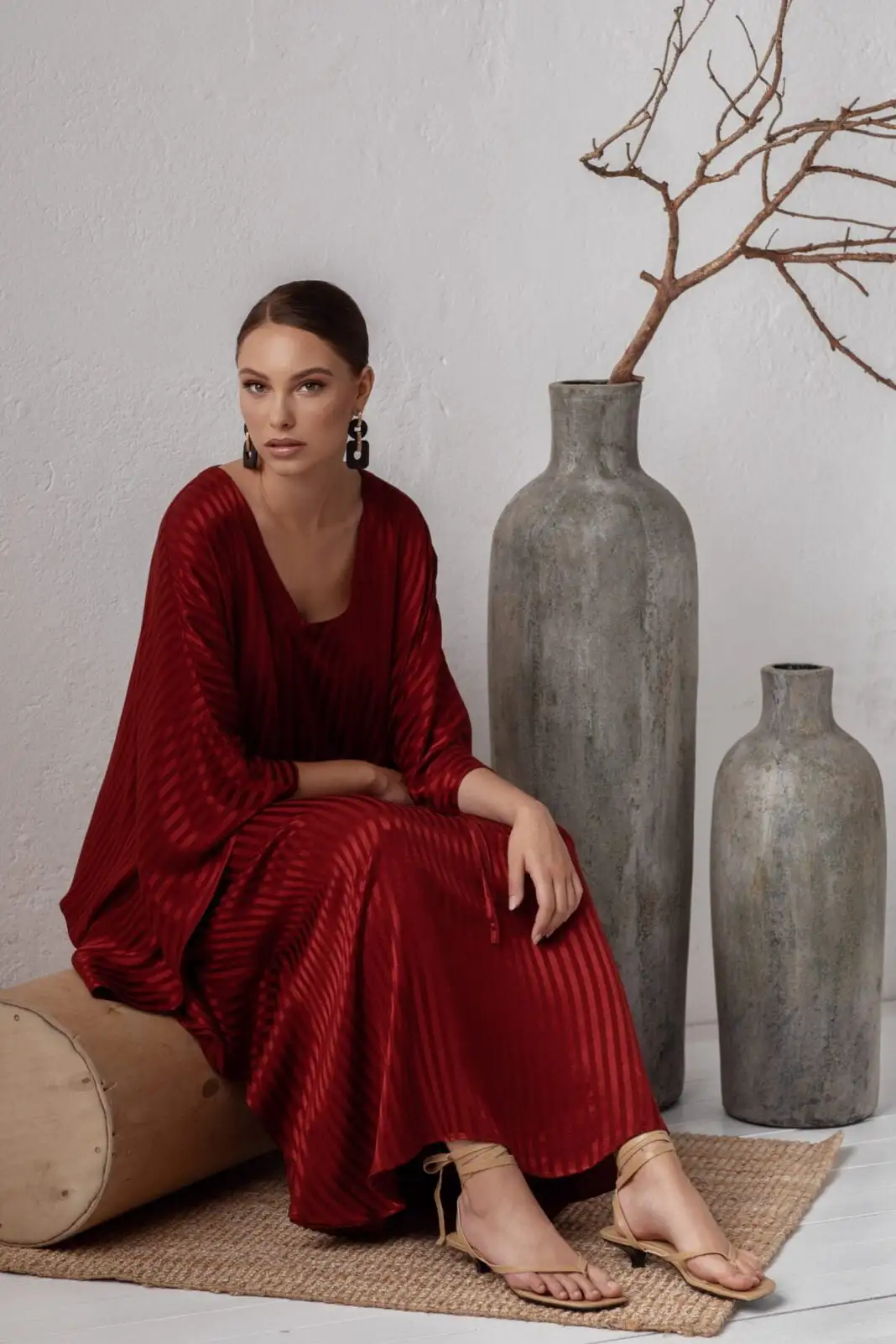 Luxurious jewel tone red maxi caftan dress by house of azoiia