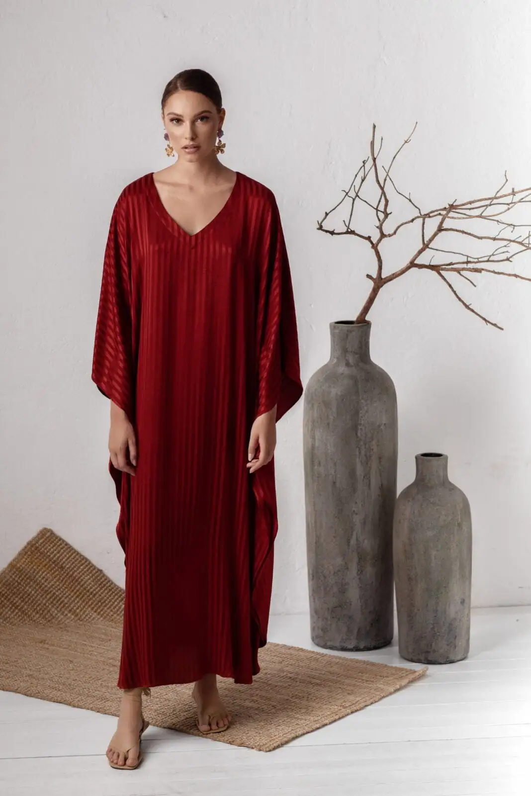 Burgundy kaftan dress hotsell