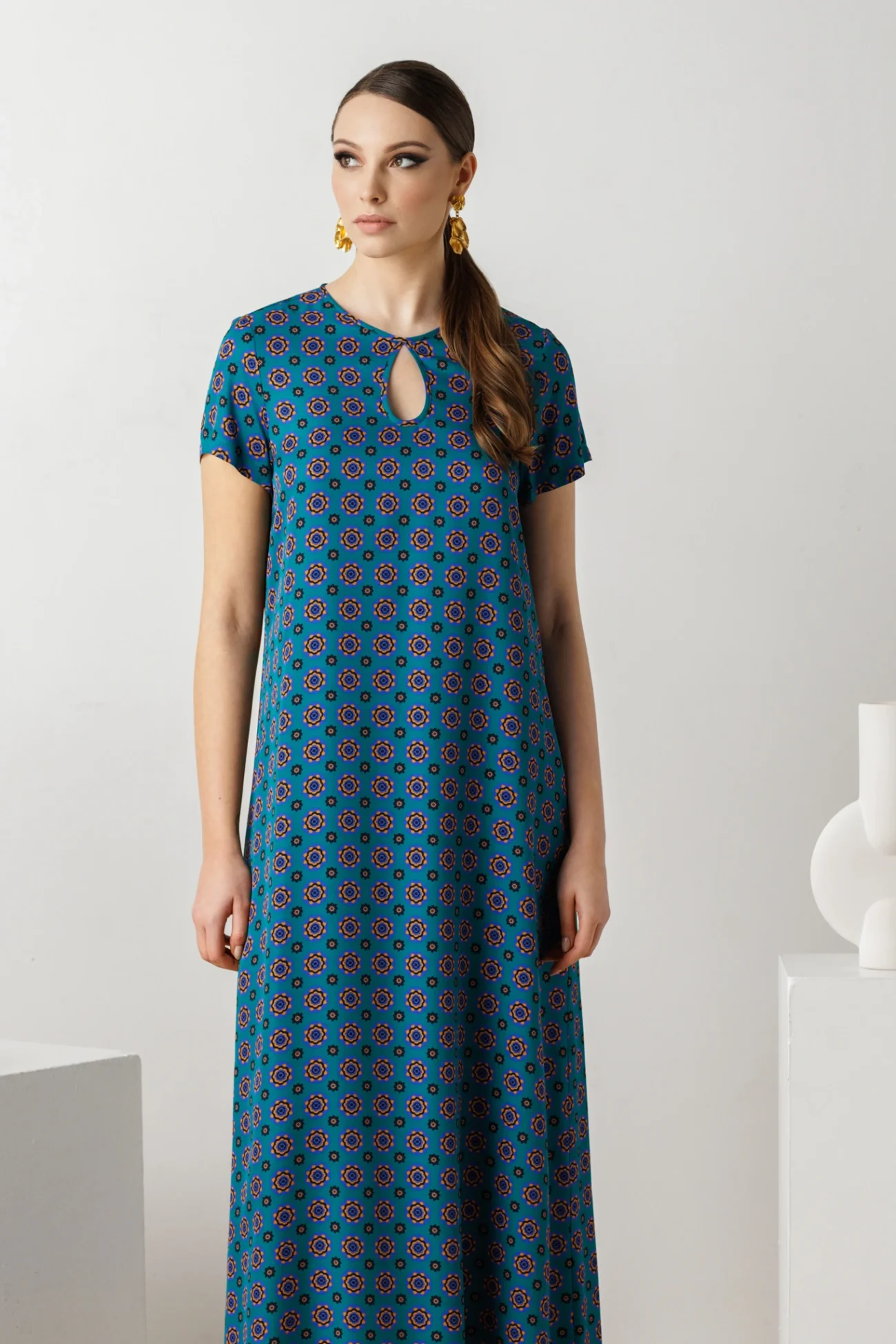A Line Long Summer Viscose Loose Fit Dress For Women - Soraya by House Of Azoiia