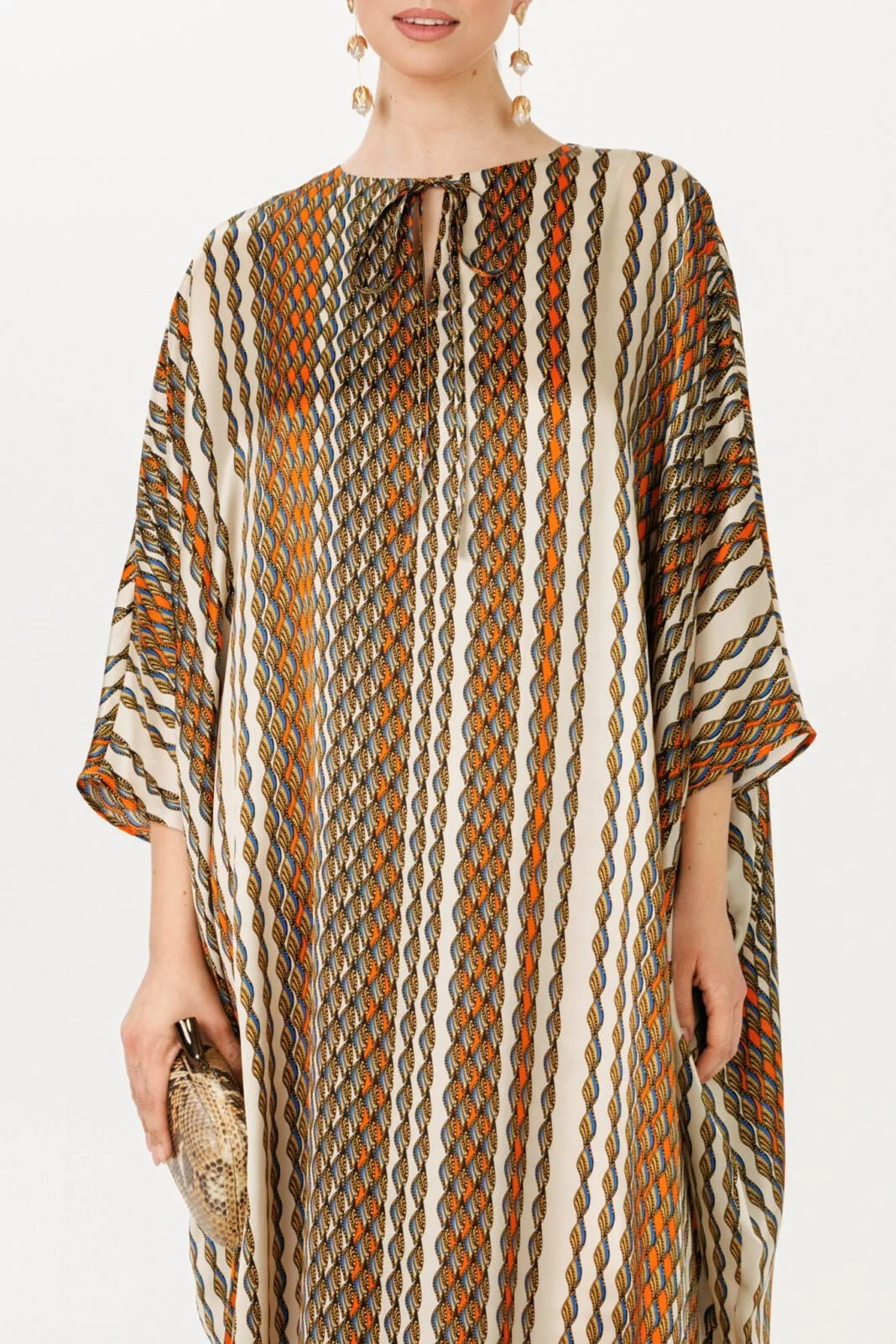 Luxurious long sleeve pure silk high quality handmade long kaftan dress by House of Azoiia