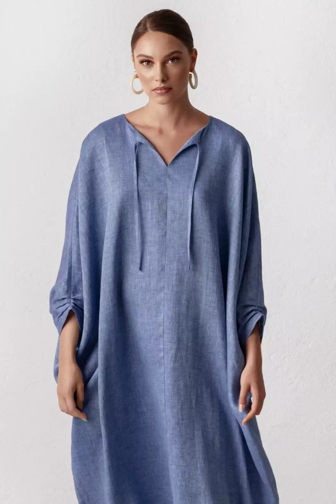 Pure Linen Blue Kaftan Dress - HOUSE of AZOiiA - Luxury Silk Kaftan Dresses  & Kimonos Crafted in EU