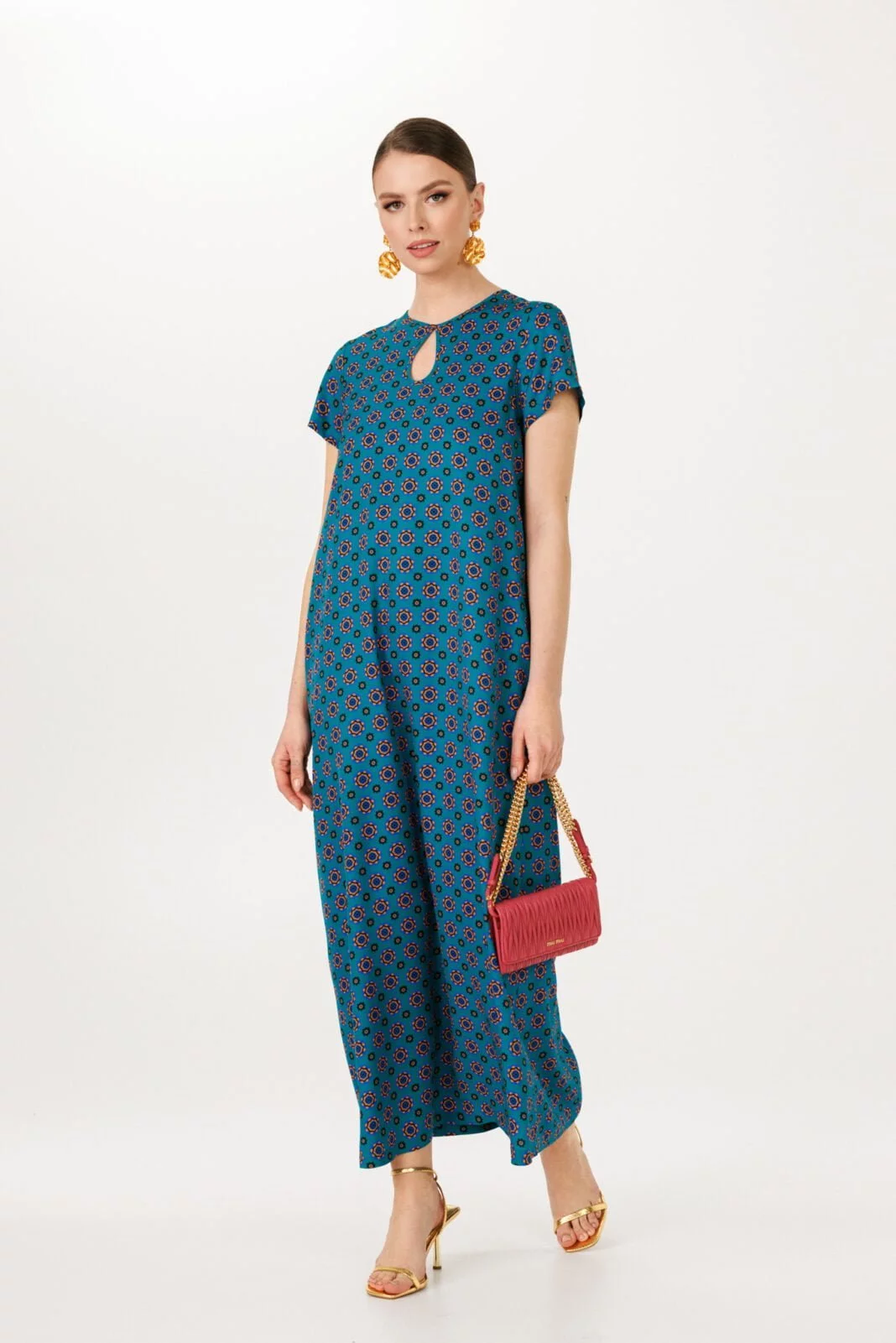 Summer Evening Walks Turquoise Kaftan Dress - Maxi Loose Fit for Beach Vacation