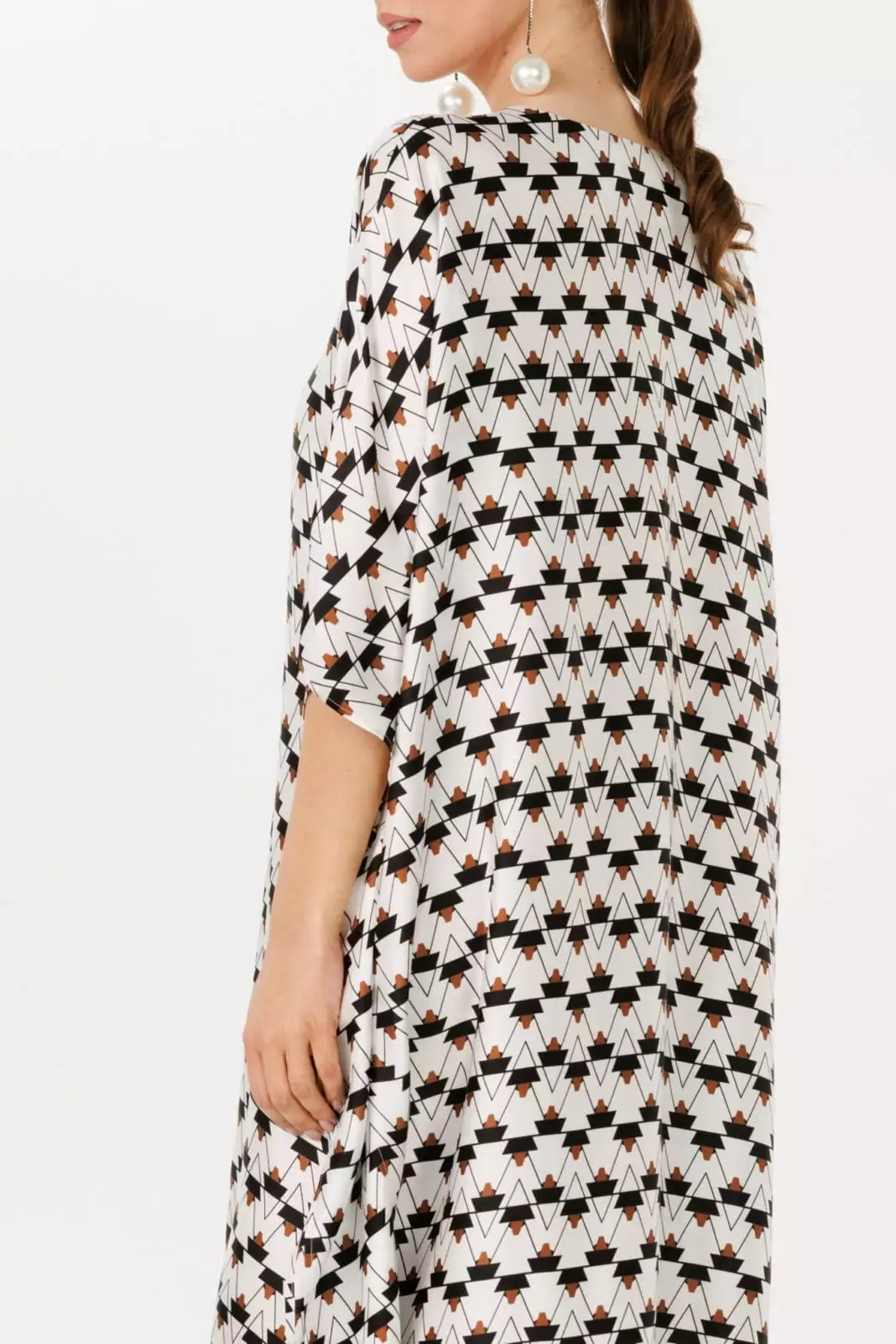Geometric print Aztec inspired pattern vacation wear balck and white beach wear by house of Azoiia