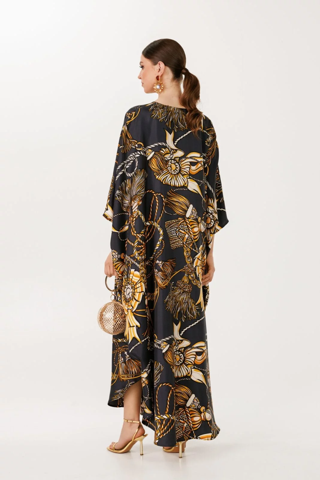 Versace inspired print luxurious silk european designer maxi kaftan dress by house of azoiia