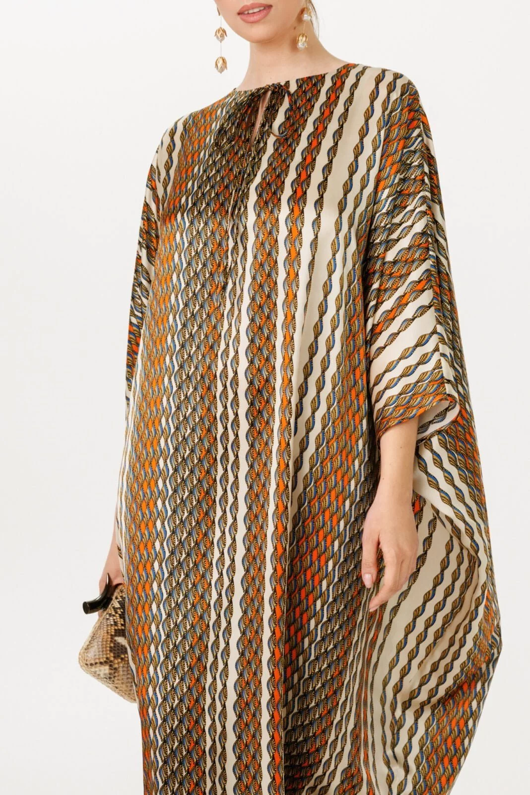 Striped luxury shiny maxi long sleeve kaftan dress by House of Azoiia