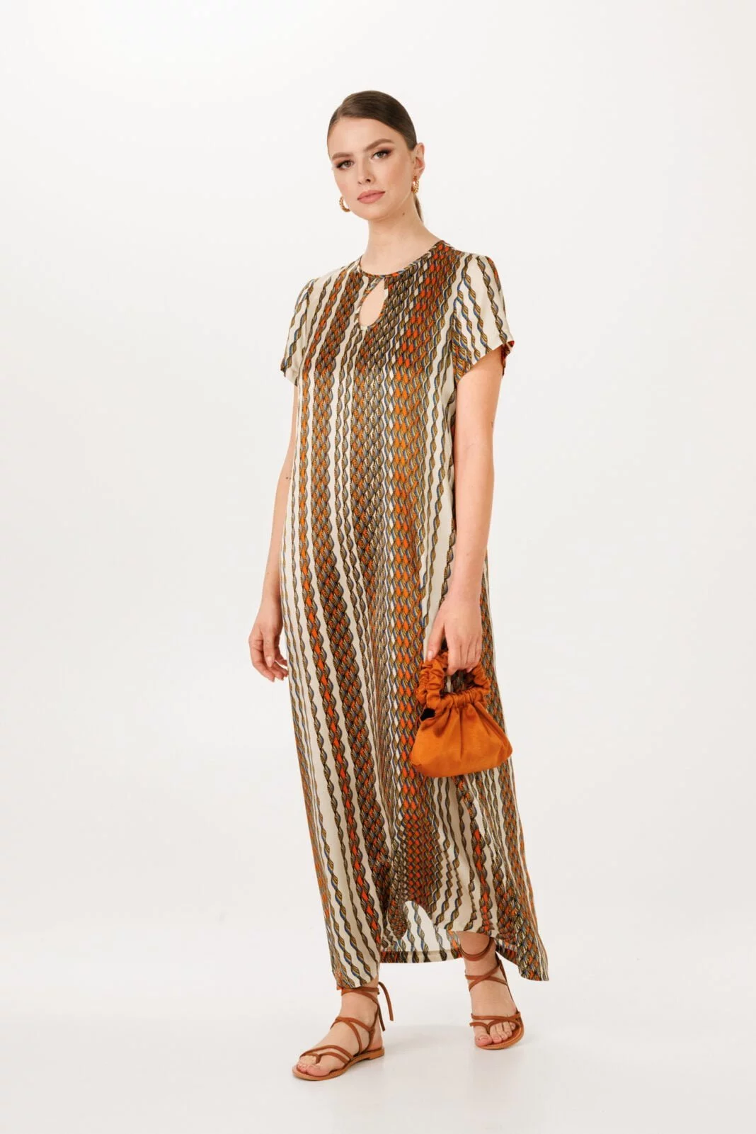 Striped Multicolor Silk Maxi Dress - Evening and Wedding Guest Luxury