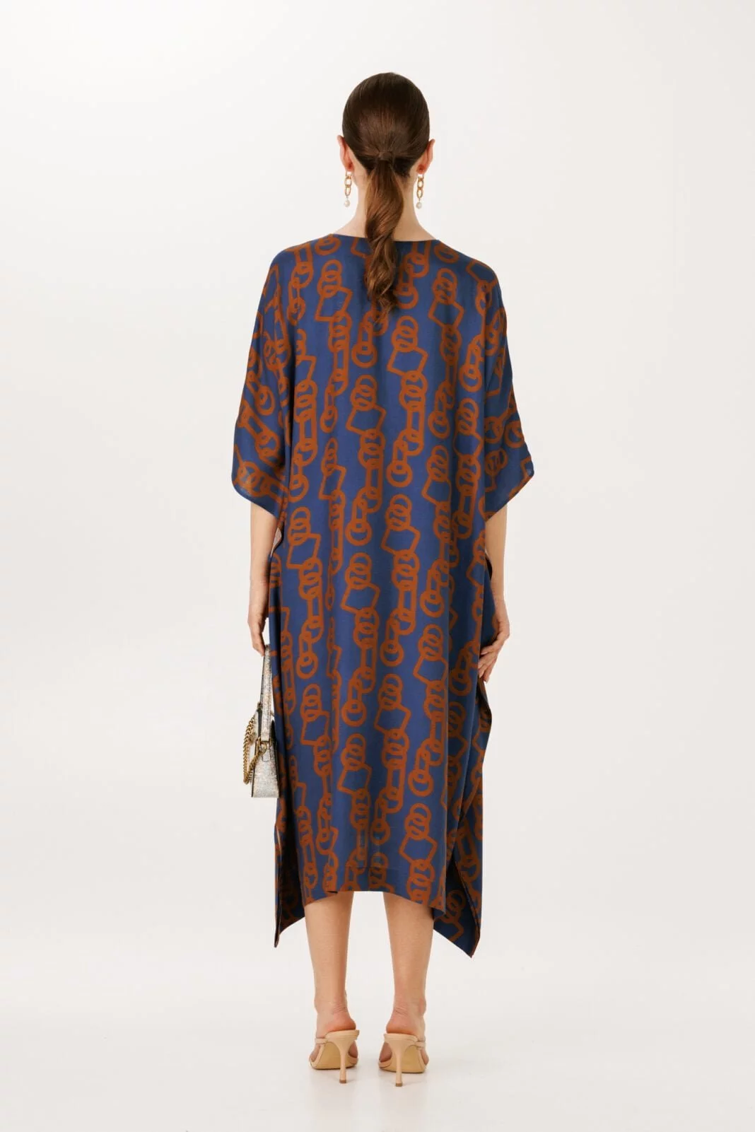 Brown Navy Viscose Kaftan Dress HOUSE of AZOiiA Finest Italian Fabric Kaftan Dresses Crafted in EU