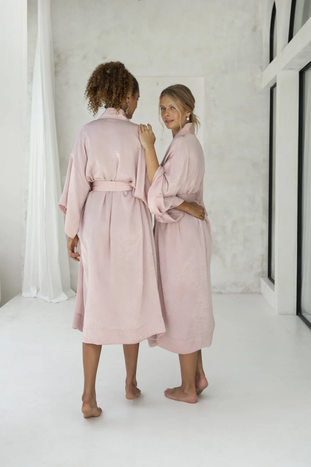 Dusty Pink Bridal Party Satin Kimono Robe Plus Size - Curves & Elegance Unite!