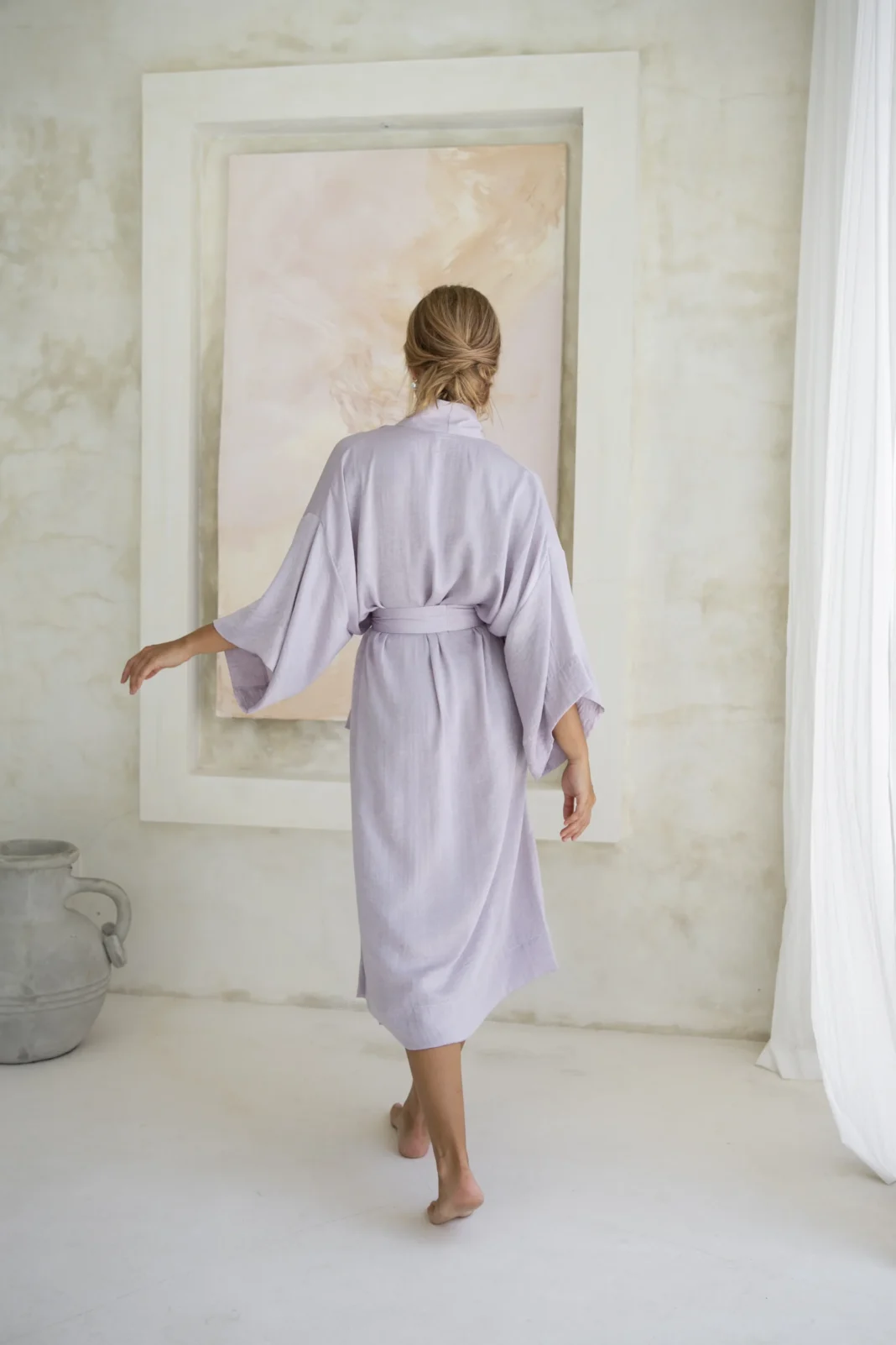 Long Lilac Bridal Robe Lux Satin Plus Size - A Luxurious and Elegant Addition to Your Bridal Ensemble.