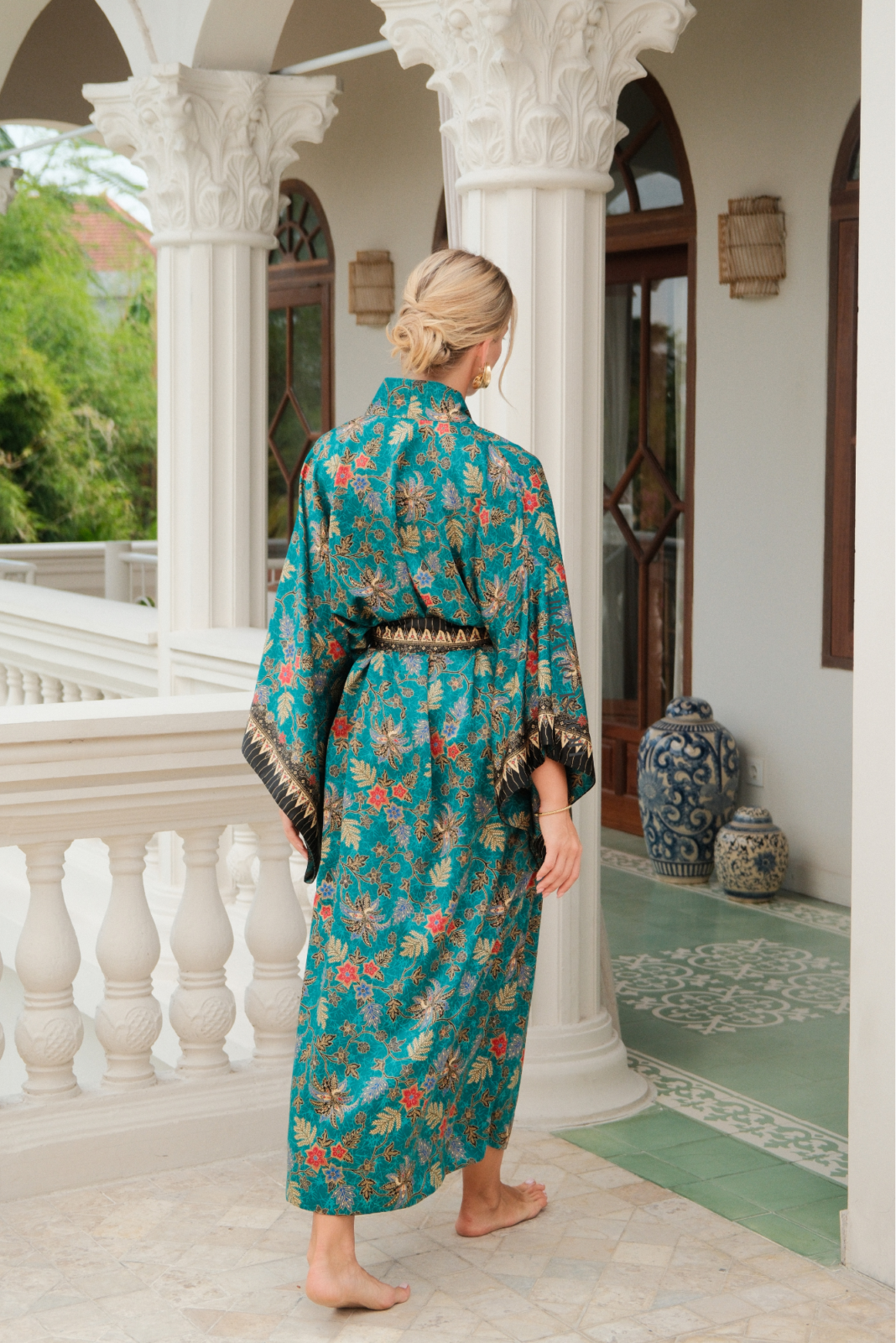 Luxury silk blend bathrobe for women, floor length, perfect for getting ready or honeymoon by House of Azoiia - Elyanna